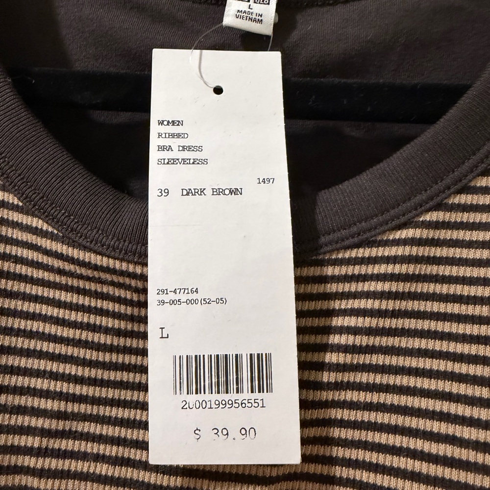 Uniqlo Sleeveless Brown Striped Maxi Dress with built in bra - Picture 2 of 5